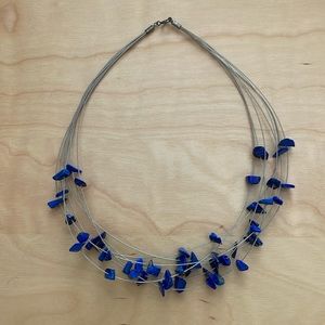 Silver Necklace with Lapis Stones